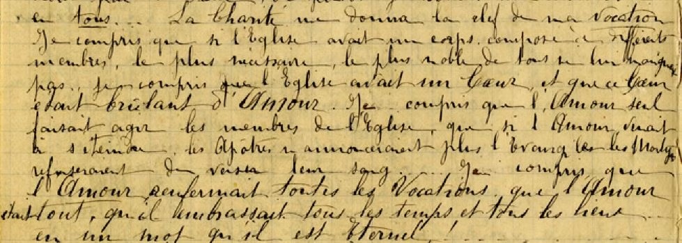 manuscrito de santa Teresita sobre el amor