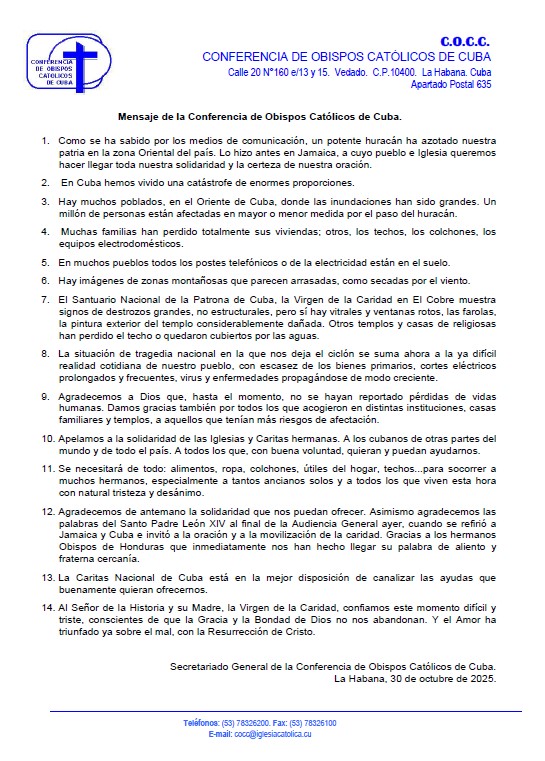 mensaje original de los obispos cubanos