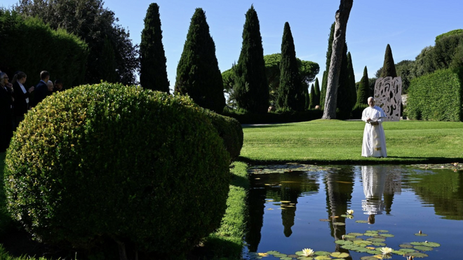 León XIV, en Borgo Laudato si'