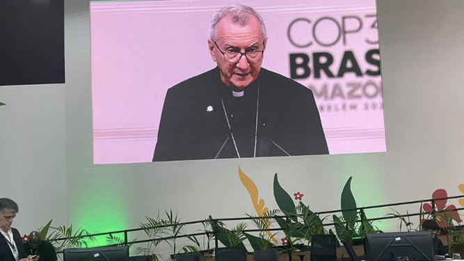 El cardenal Parolin, en la CPP30, en Belém