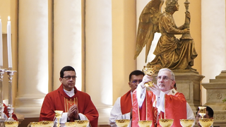 El arzobispo Javier del Río Alba y el vicario general Alberto Ríos Neyra