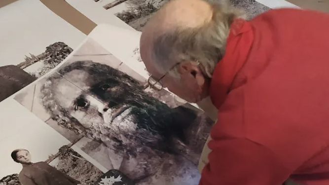 Antonio López, en un boceto para la puerta del perdón de la catedral de Burgos