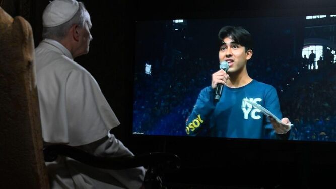 Un momento del encuentro digital del Papa con los jóvenes estadounidenses