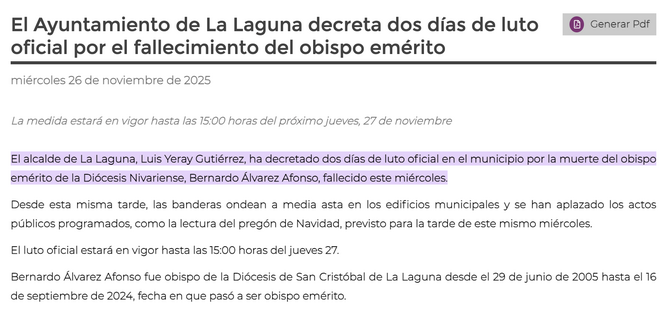 Dos días de luto oficial