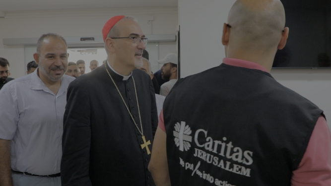 El cardenal Pizzaballa, en Caritas Jerusalén