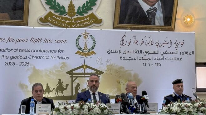 Rueda de prensa del alcalde de Belén, Maher Nicola Canawati