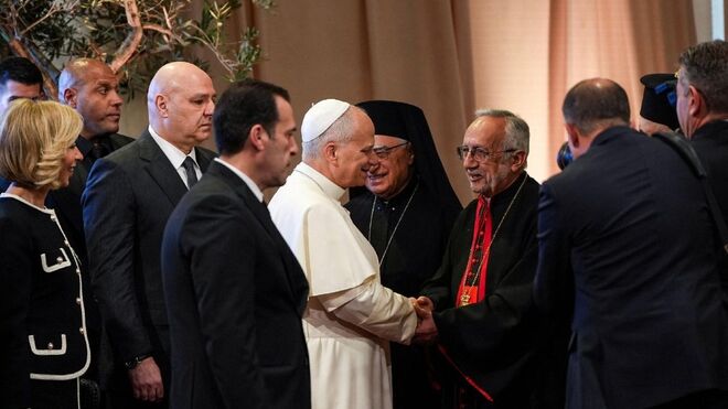 El Papa León XIV con el Patriarca de Cilicia de los armenios católicos, Raphaël Bédros XXI Minassian