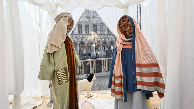 Figuras del polémico belén de Bruselas