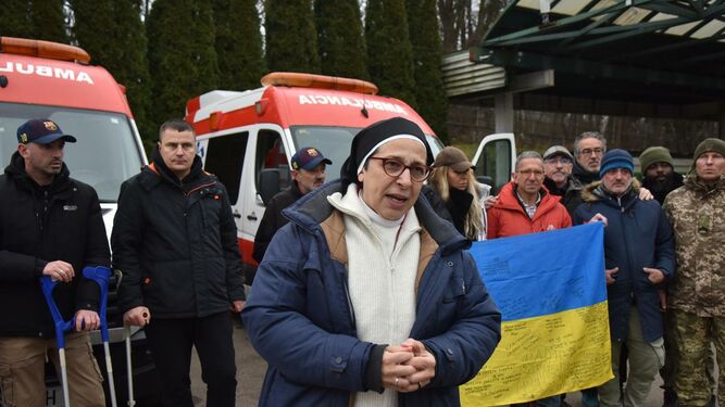Sor Lucía, con los heridos ucranianos, en la frontera
