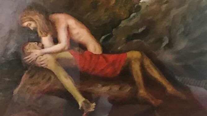 Papa-Francisco-cuelga-pintura-de-Jesus-desnudo-acariciando-a-Judas